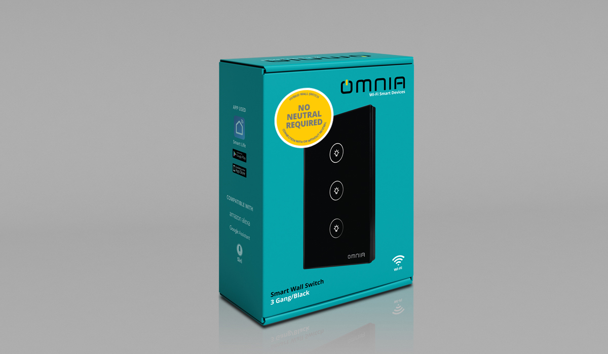 ▷ Omnia Interruptor Inteligente Híbrido Wifi/rf 3 Vías ©